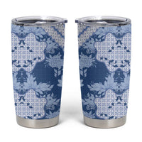 Indonesia Javanese Batik Tumbler Cup Nelson Mandela Madiba Blue - Wonder Print Shop