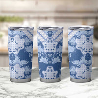 Indonesia Javanese Batik Tumbler Cup Nelson Mandela Madiba Blue - Wonder Print Shop