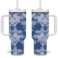 Indonesia Javanese Batik Tumbler With Handle Nelson Mandela Madiba Blue - Wonder Print Shop