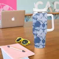 Indonesia Javanese Batik Tumbler With Handle Nelson Mandela Madiba Blue - Wonder Print Shop