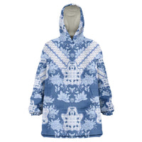 Indonesia Javanese Batik Wearable Blanket Hoodie Nelson Mandela Madiba Blue - Wonder Print Shop