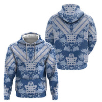 Indonesia Javanese Batik Zip Hoodie Nelson Mandela Madiba Blue - Wonder Print Shop