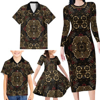 Indonesia Javanese Batik Family Matching Long Sleeve Bodycon Dress and Hawaiian Shirt Nelson Mandela Madiba Vintage Style - Wonder Print Shop