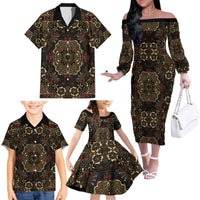 Indonesia Javanese Batik Family Matching Off The Shoulder Long Sleeve Dress and Hawaiian Shirt Nelson Mandela Madiba Vintage Style - Wonder Print Shop