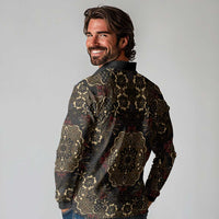 Indonesia Javanese Batik Long Sleeve Polo Shirt Nelson Mandela Madiba Vintage Style - Wonder Print Shop