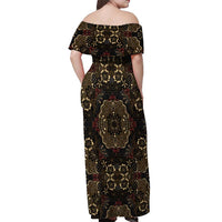 Indonesia Javanese Batik Off Shoulder Maxi Dress Nelson Mandela Madiba Vintage Style - Wonder Print Shop
