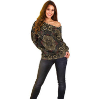 Indonesia Javanese Batik Off Shoulder Sweater Nelson Mandela Madiba Vintage Style - Wonder Print Shop
