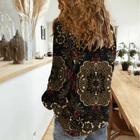 Indonesia Javanese Batik Women Casual Shirt Nelson Mandela Madiba Vintage Style - Wonder Print Shop