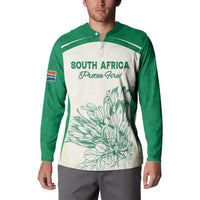 Custom South Africa Cricket Button Sweatshirt Protea Fire - Wonder Print Shop