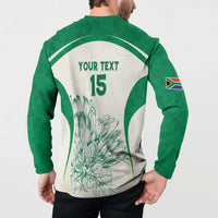 Custom South Africa Cricket Button Sweatshirt Protea Fire - Wonder Print Shop