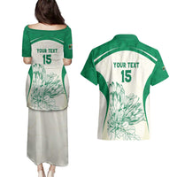 Custom South Africa Cricket Couples Matching Puletasi and Hawaiian Shirt Protea Fire - Wonder Print Shop