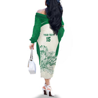 Custom South Africa Cricket Family Matching Off The Shoulder Long Sleeve Dress and Hawaiian Shirt Protea Fire - Wonder Print Shop