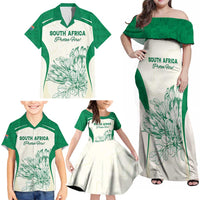 Custom South Africa Cricket Family Matching Off Shoulder Maxi Dress and Hawaiian Shirt Protea Fire - Wonder Print Shop