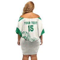 Custom South Africa Cricket Family Matching Off Shoulder Short Dress and Hawaiian Shirt Protea Fire - Wonder Print Shop