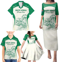 Custom South Africa Cricket Family Matching Puletasi and Hawaiian Shirt Protea Fire - Wonder Print Shop