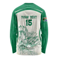 Custom South Africa Cricket Long Sleeve Shirt Protea Fire - Wonder Print Shop