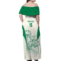 Custom South Africa Cricket Off Shoulder Maxi Dress Protea Fire - Wonder Print Shop