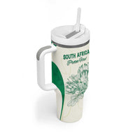 Custom South Africa Cricket Tumbler With Handle Protea Fire - Wonder Print Shop