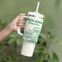Custom South Africa Cricket Tumbler With Handle Protea Fire - Wonder Print Shop