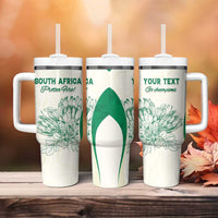 Custom South Africa Cricket Tumbler With Handle Protea Fire - Wonder Print Shop