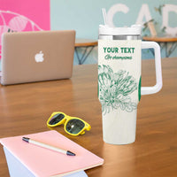 Custom South Africa Cricket Tumbler With Handle Protea Fire - Wonder Print Shop