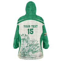 Custom South Africa Cricket Wearable Blanket Hoodie Protea Fire - Wonder Print Shop
