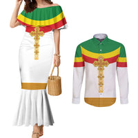 Ethiopia Meskel Couples Matching Mermaid Dress and Long Sleeve Button Shirt Ethiopian Cross - Wonder Print Shop
