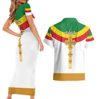 Ethiopia Meskel Couples Matching Short Sleeve Bodycon Dress and Hawaiian Shirt Ethiopian Cross - Wonder Print Shop