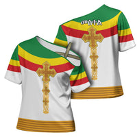 Ethiopia Meskel Cross Shoulder Shirt Ethiopian Cross - Wonder Print Shop