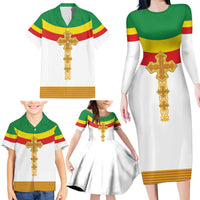 Ethiopia Meskel Family Matching Long Sleeve Bodycon Dress and Hawaiian Shirt Ethiopian Cross - Wonder Print Shop