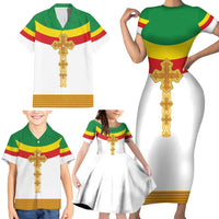 Ethiopia Meskel Family Matching Short Sleeve Bodycon Dress and Hawaiian Shirt Ethiopian Cross - Wonder Print Shop