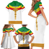 Ethiopia Meskel Family Matching Short Sleeve Bodycon Dress and Hawaiian Shirt Ethiopian Cross - Wonder Print Shop