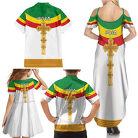 Ethiopia Meskel Family Matching Summer Maxi Dress and Hawaiian Shirt Ethiopian Cross - Wonder Print Shop