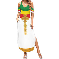 Ethiopia Meskel Family Matching Summer Maxi Dress and Hawaiian Shirt Ethiopian Cross - Wonder Print Shop