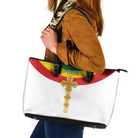 Ethiopia Meskel Leather Tote Bag Ethiopian Cross - Wonder Print Shop