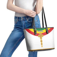 Ethiopia Meskel Leather Tote Bag Ethiopian Cross - Wonder Print Shop