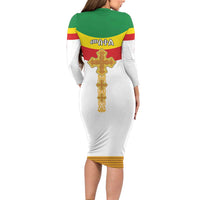 Ethiopia Meskel Long Sleeve Bodycon Dress Ethiopian Cross - Wonder Print Shop