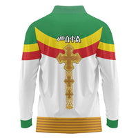 Ethiopia Meskel Long Sleeve Polo Shirt Ethiopian Cross - Wonder Print Shop