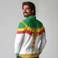 Ethiopia Meskel Long Sleeve Polo Shirt Ethiopian Cross - Wonder Print Shop