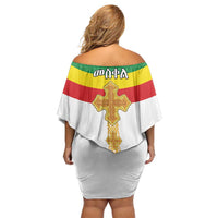 Ethiopia Meskel Off Shoulder Short Dress Ethiopian Cross - Wonder Print Shop