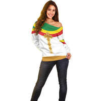 Ethiopia Meskel Off Shoulder Sweater Ethiopian Cross - Wonder Print Shop