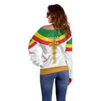 Ethiopia Meskel Off Shoulder Sweater Ethiopian Cross - Wonder Print Shop