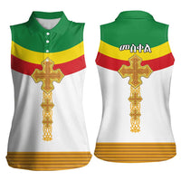 Ethiopia Meskel Women Sleeveless Polo Shirt Ethiopian Cross - Wonder Print Shop