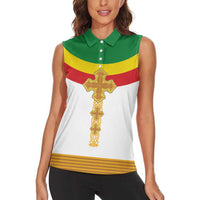 Ethiopia Meskel Women Sleeveless Polo Shirt Ethiopian Cross - Wonder Print Shop