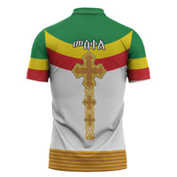Ethiopia Meskel Zipper Polo Shirt Ethiopian Cross - Wonder Print Shop