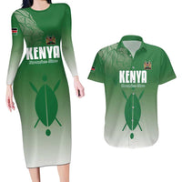 Custom Kenya Football Couples Matching Long Sleeve Bodycon Dress and Hawaiian Shirt Go Champions Harambee Stars - Wonder Print Shop