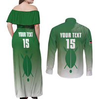 Custom Kenya Football Couples Matching Off Shoulder Maxi Dress and Long Sleeve Button Shirt Go Champions Harambee Stars - Wonder Print Shop