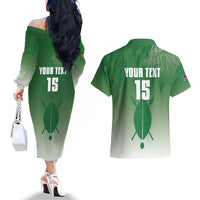 Custom Kenya Football Couples Matching Off The Shoulder Long Sleeve Dress and Hawaiian Shirt Go Champions Harambee Stars - Wonder Print Shop