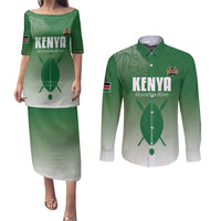 Custom Kenya Football Couples Matching Puletasi and Long Sleeve Button Shirt Go Champions Harambee Stars - Wonder Print Shop