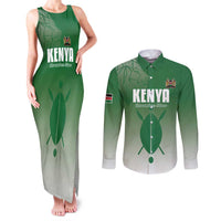 Custom Kenya Football Couples Matching Tank Maxi Dress and Long Sleeve Button Shirt Go Champions Harambee Stars - Wonder Print Shop